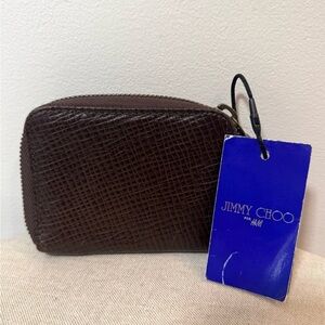 NWT JIMMY CHOO x H&M Dark Brown Leather Wallet with Zipper